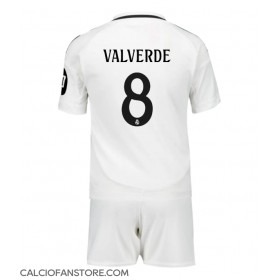 Maglia Calcio Real Madrid Federico Valverde #8 Prima Divisa Bambino 2024-25 Manica Corta (+ pantaloncini)